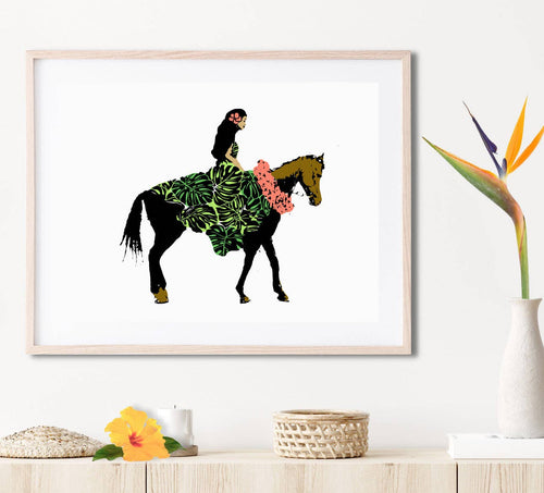 Pa'u Rider on White Matted Print